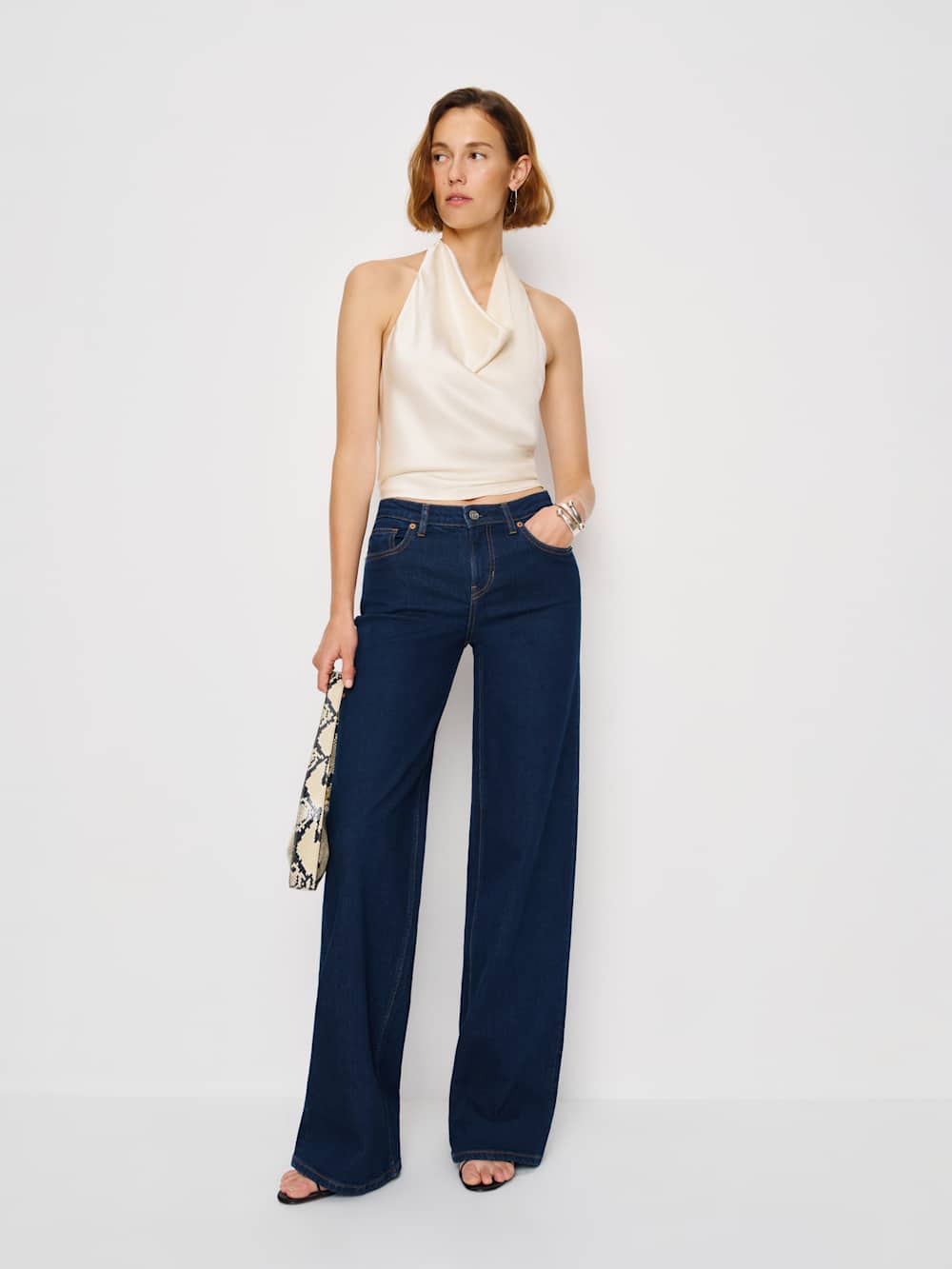 Greta Super Stretch Low Rise Wide Leg Jeans