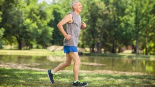 Senior man jogging in park