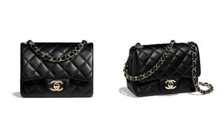 composite of chanel mini flap bag in black