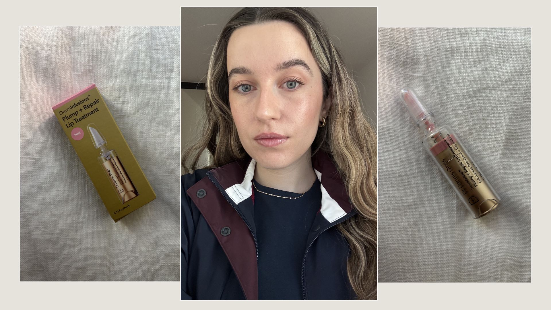 Deputy beauty editor Grace Lindsay testing the Dr. Dennis Gross DermInfusions Lip Tint