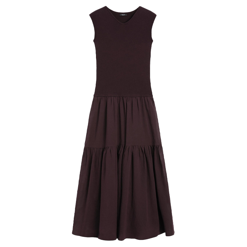 brown dropped waist dress, massimo dutti