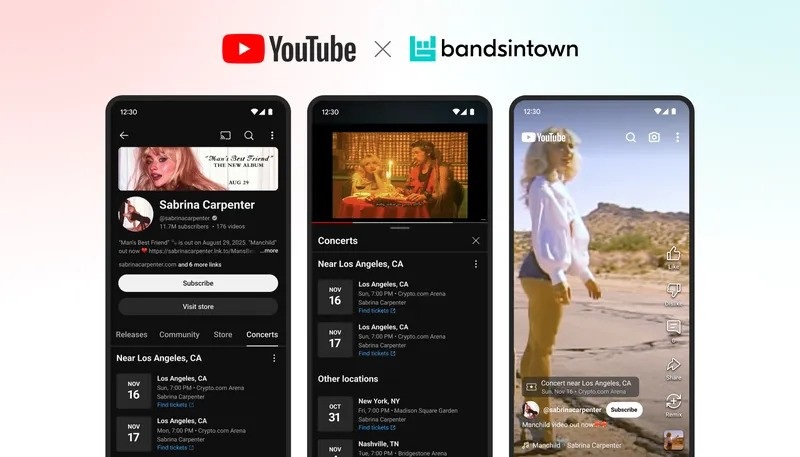 YouTube Music partners with Bandsintown to bring concert and performance alerts to users on the platform.