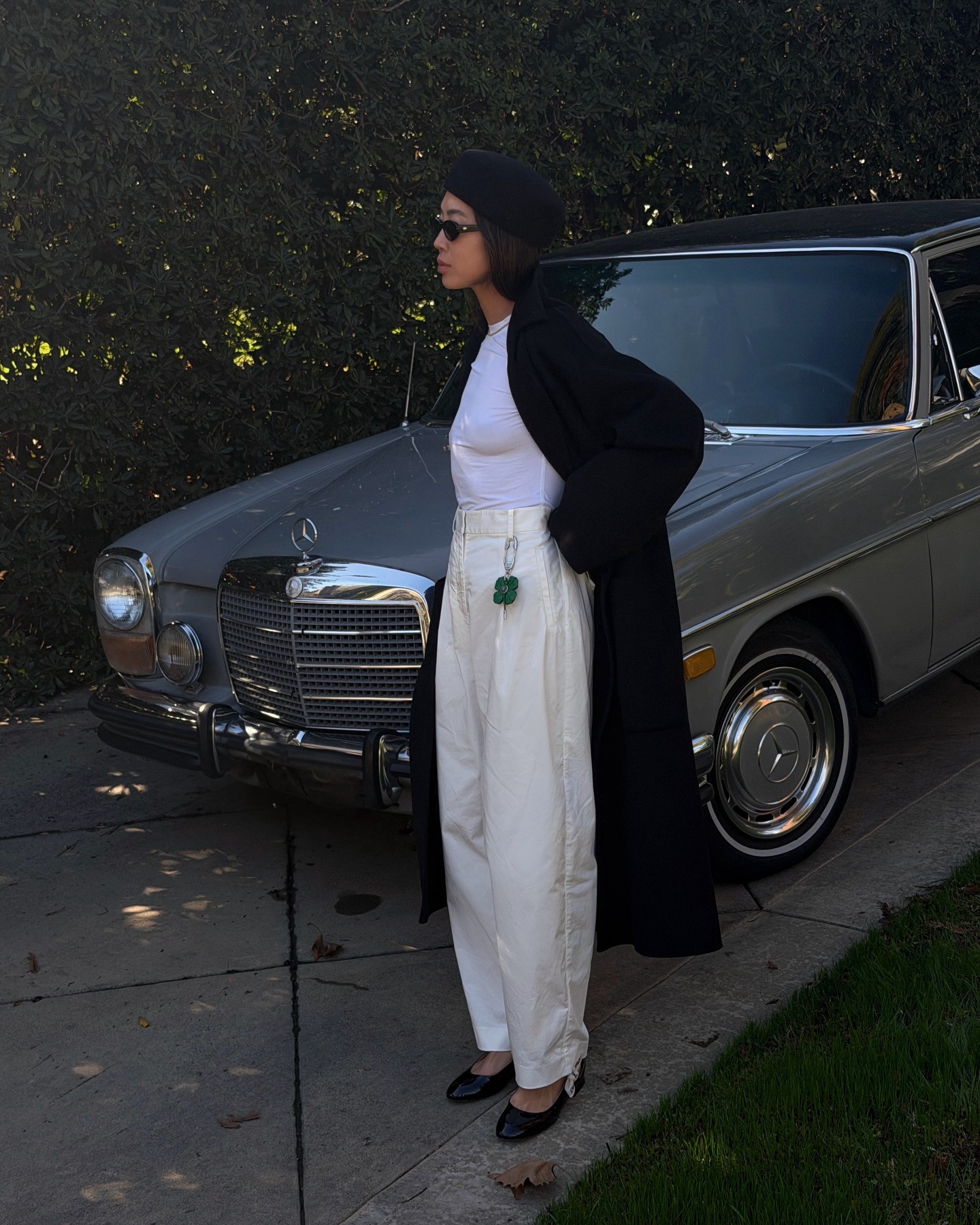 Woman in a white outfit.