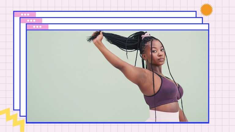 woman holding her hair, to illustrate hair removal options for dark skin