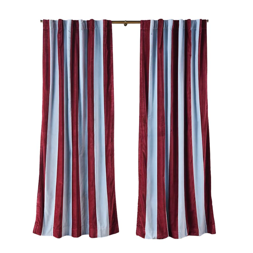 Trova Velvet Pieced Striped Curtain