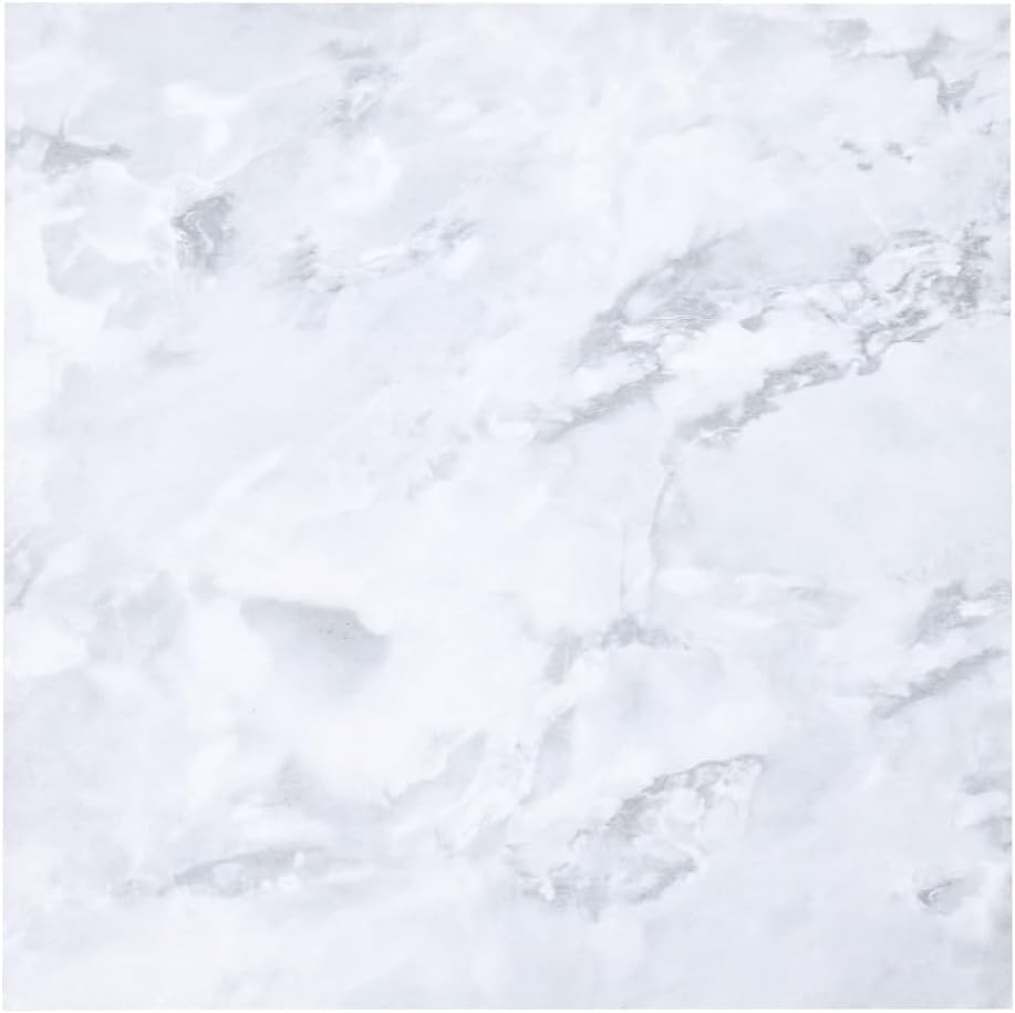 Inmozata 24pcs/5m&amp;sup2; Peel and Stick Floor Tiles 18&quot; X 18&quot; White Marble Effect Vinyl Flooring Floor Tiles Self Adhesive Waterproof Vinyl Floor Tiles for Bathroom Kitchen Living Room Bathroom (white Grey)