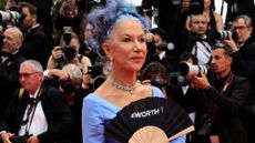 Helen Mirren arrives for the opening ceremony and the screening of the film "Jeanne du Barry" during the 76th edition of the Cannes Film Festival in Cannes, southern France, on May 16, 2023