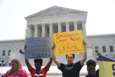 Protesters over student loan debt in front of the Supreme Court 