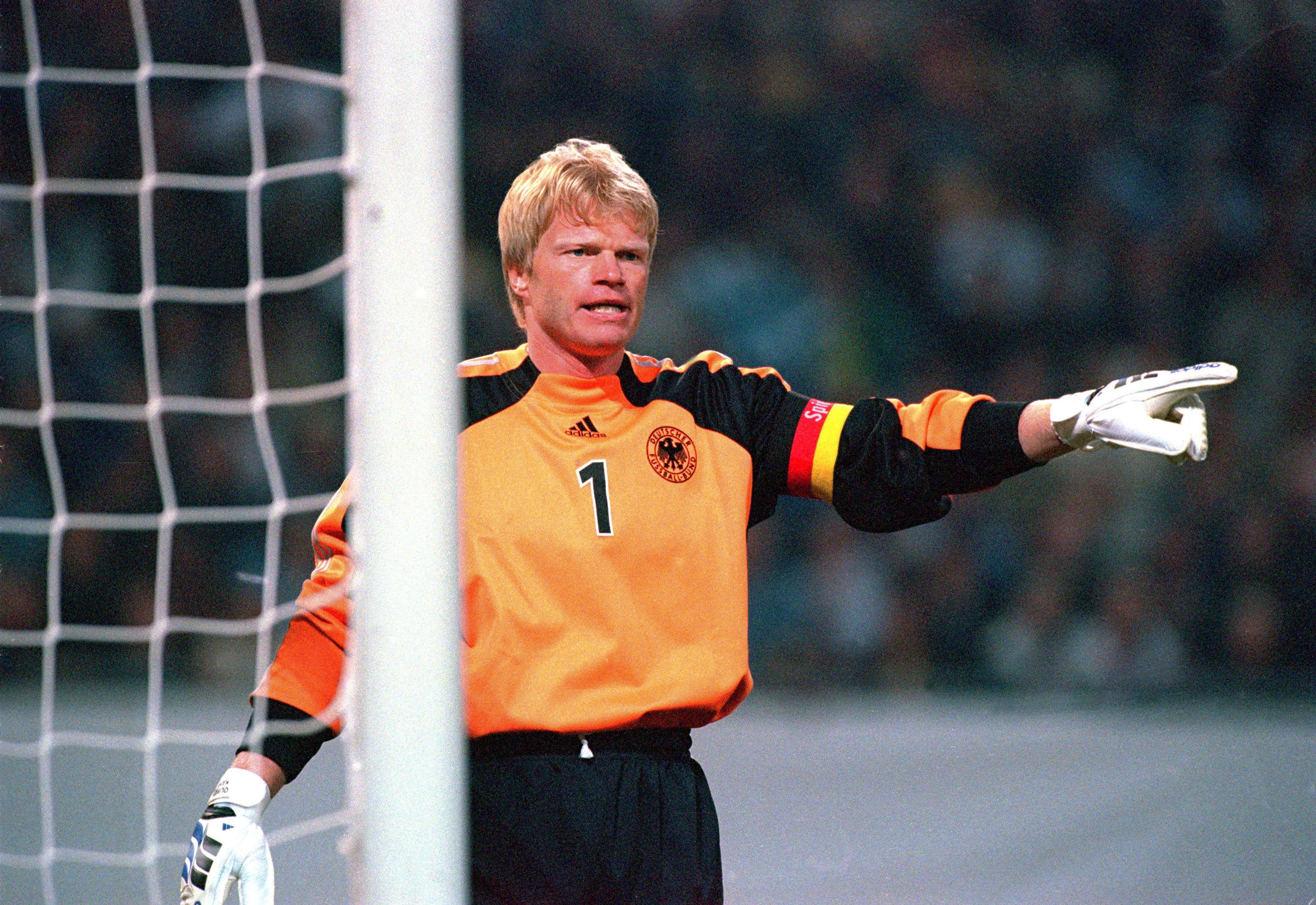 Oliver Kahn in action for Germany against Greece in 2002.
