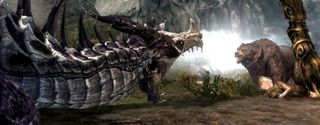 The Elder Scrolls Skyrim - dragon fights bear