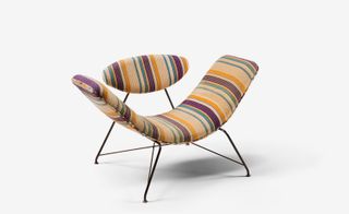 seat with colourful stripped cushioning