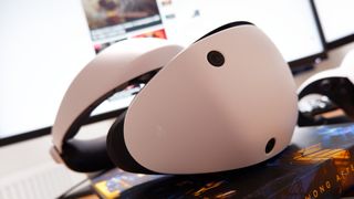  Sony PS VR2 pictured on a desk