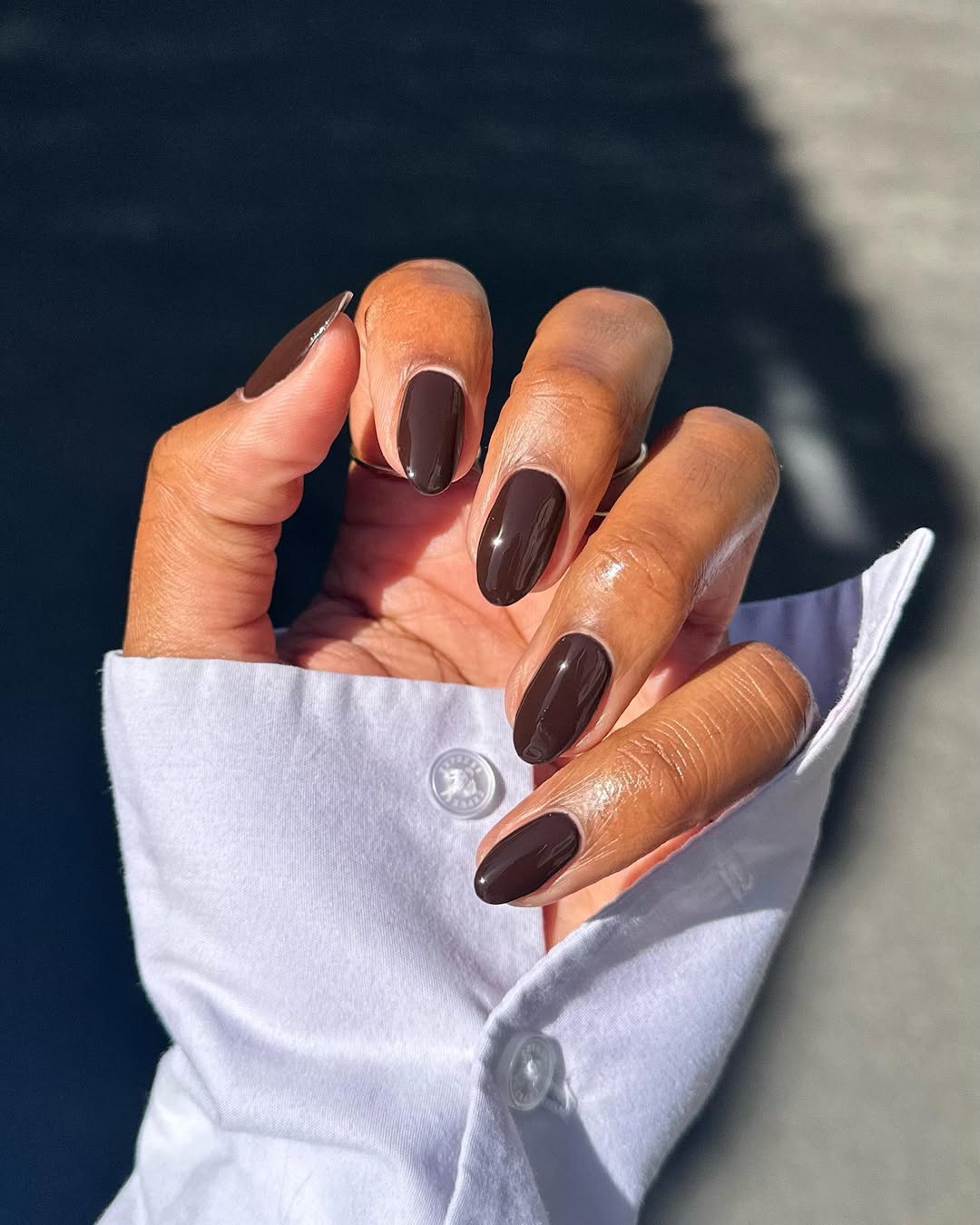 Brown almond shaped nails