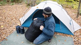how to wash a sleeping bag: packing away