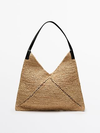 Massimo Dutti, Raffia Flat Shopper Bag