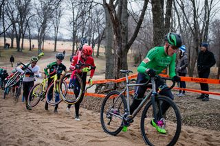 Gage Hecht leads the bunch during the first day of Ruts 'n' Guts