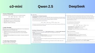 o3-mini vs. Qwen 2.5 vs. DeepSeek screenshot