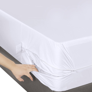 bedbugs: waterproof mattress protector on a bed