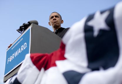Barack Obama speaks during a campaign event.