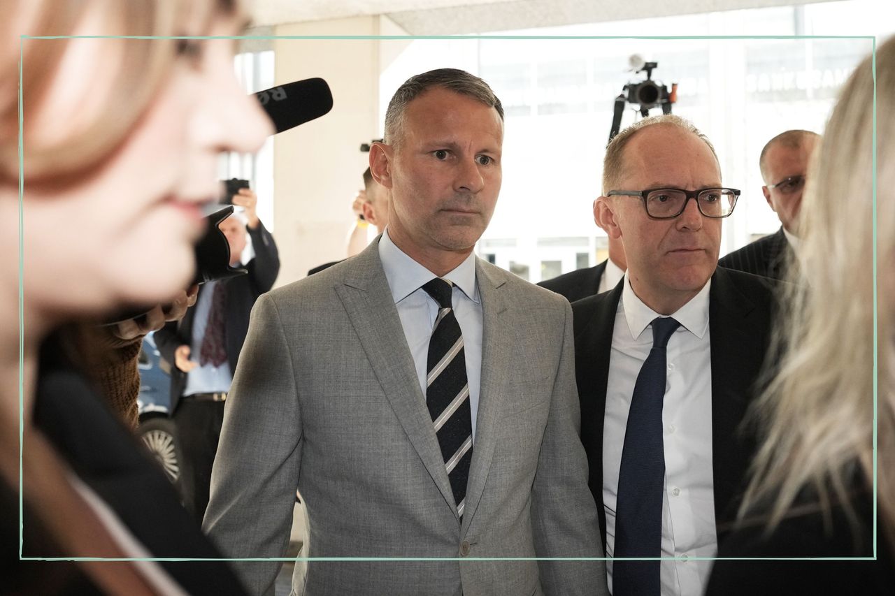 Ryan Giggs surrounded by press as he arrives at Manchester Crown Court for a trial in which he is accused of assaulting Kate Greville