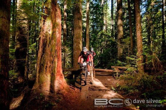 A narrow wooden bridge challenges riders' concentration.