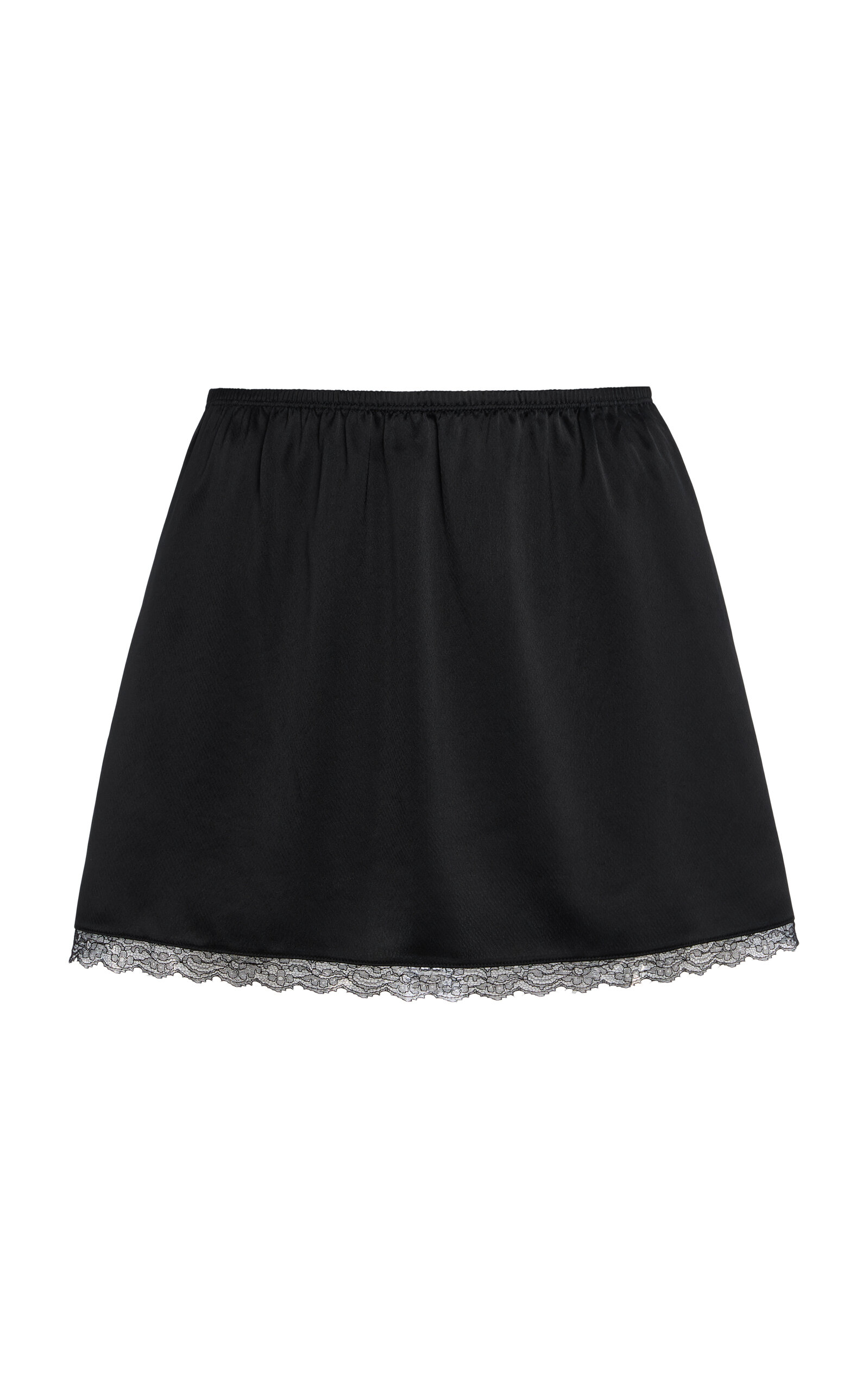 Barb Lace-Trimmed Satin Mini Skirt