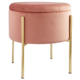 stool with blush velvet and pink color