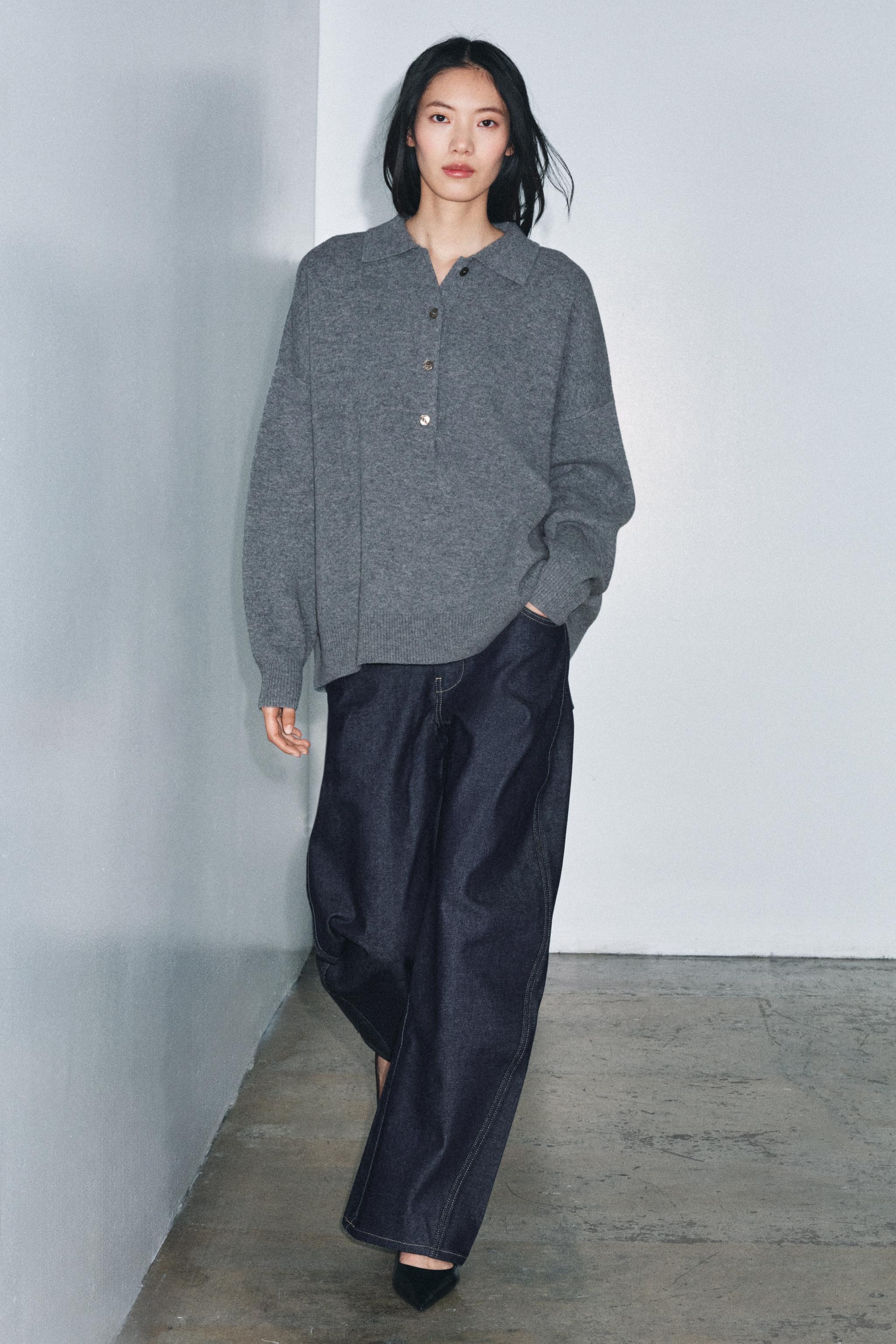 95% Wool Plain Knit Polo