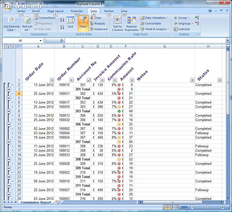 Excel Tutorial 1 - The final sales and commissions spreadsheet