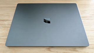Microsoft Surface Laptop 5 review: laptop closed on wooden table
