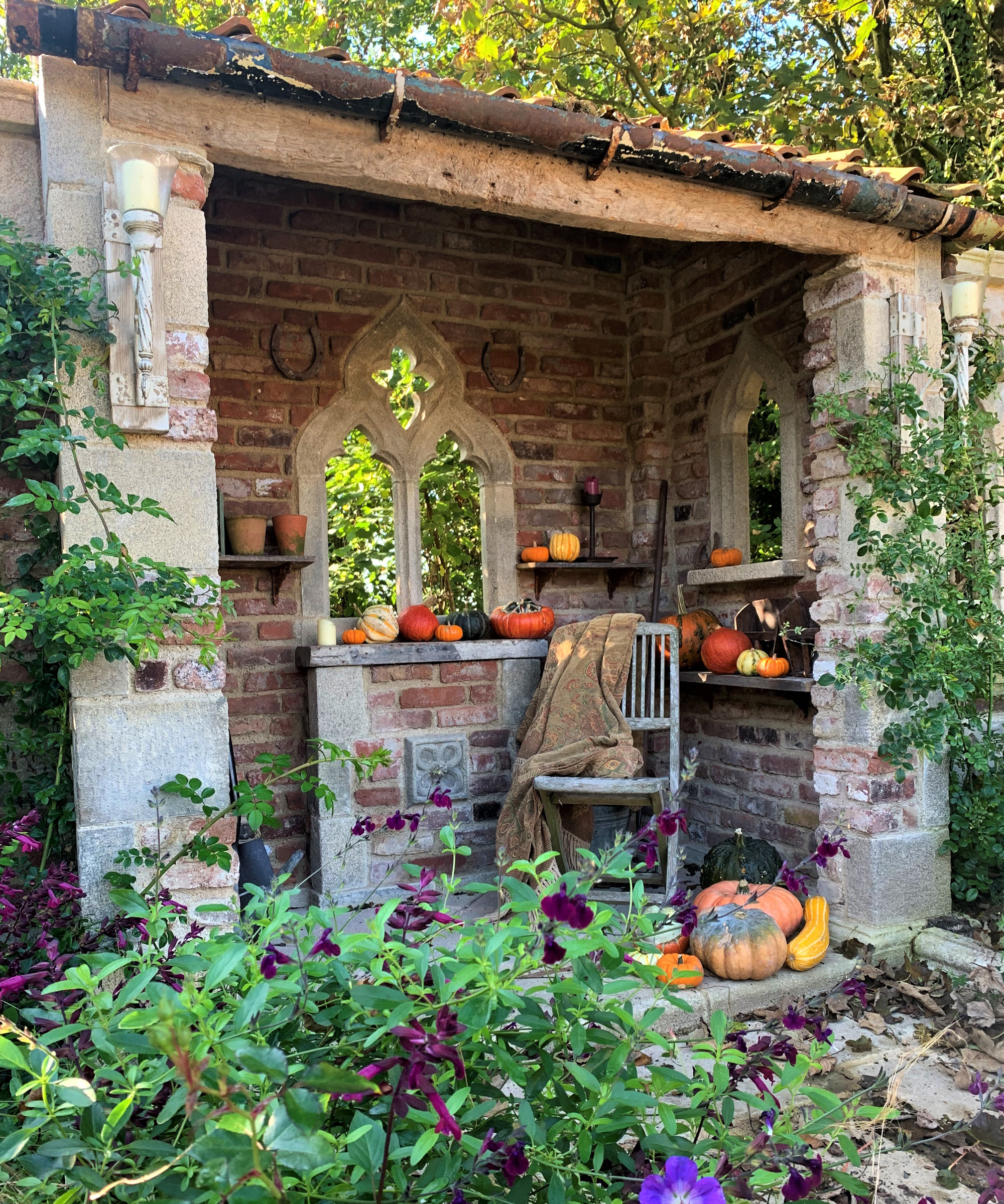 A potting shelter in a garden