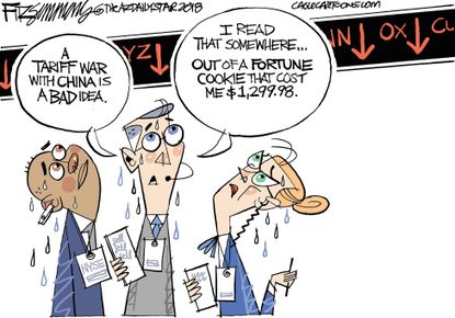 Political cartoon U.S. trade war tariffs China