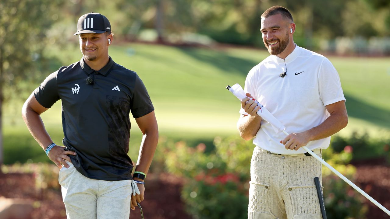 Patrick Mahomes and Travis Kelce during The Match