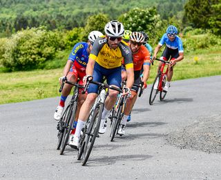 Bruno Langlois (Brunei Continental Cycling Team) at the front of the break during stage 1 at the Tour de Beauce