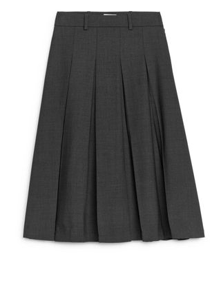 Pleated Wool Blend Skirt