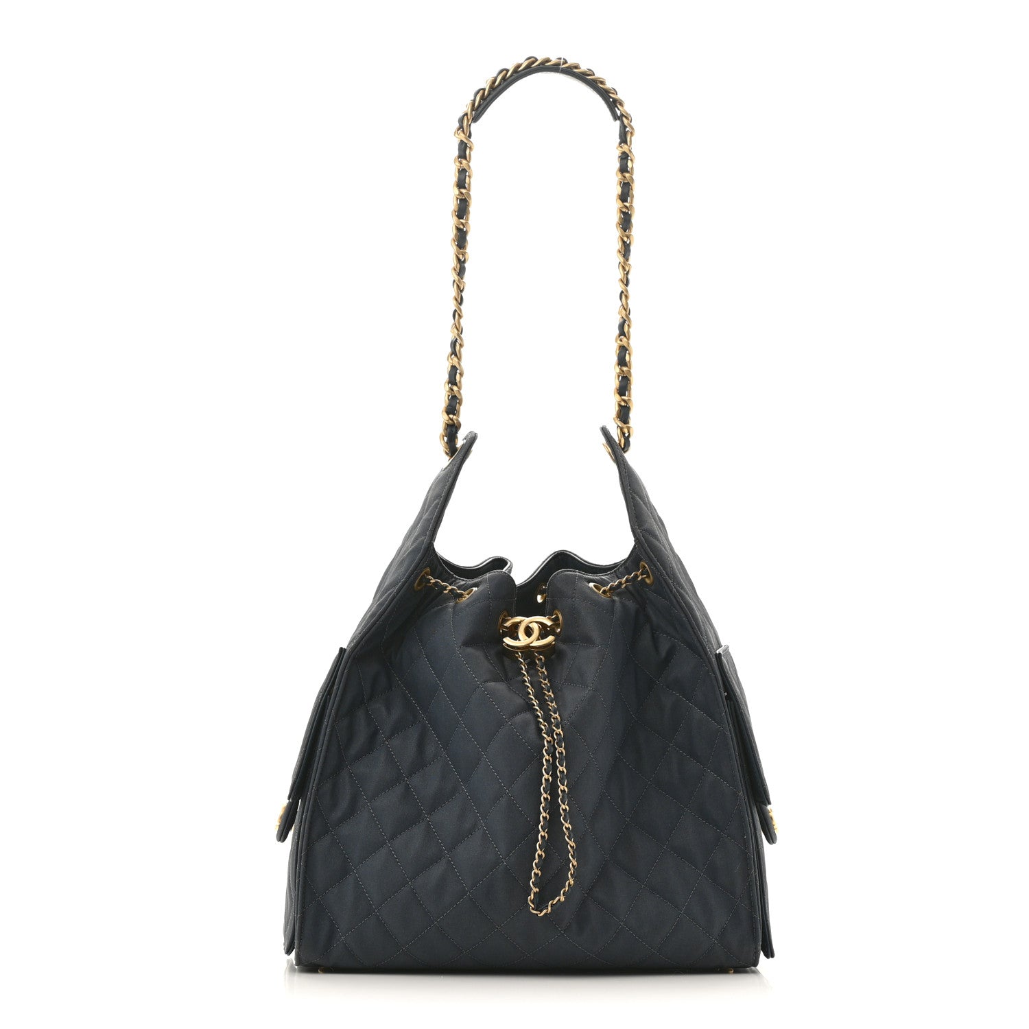 Chanel Canvas Quilted Medium Chanel 25 Handbag Dark Blue