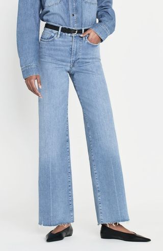 Le Slim Raw Fray Hem Palazzo Jeans