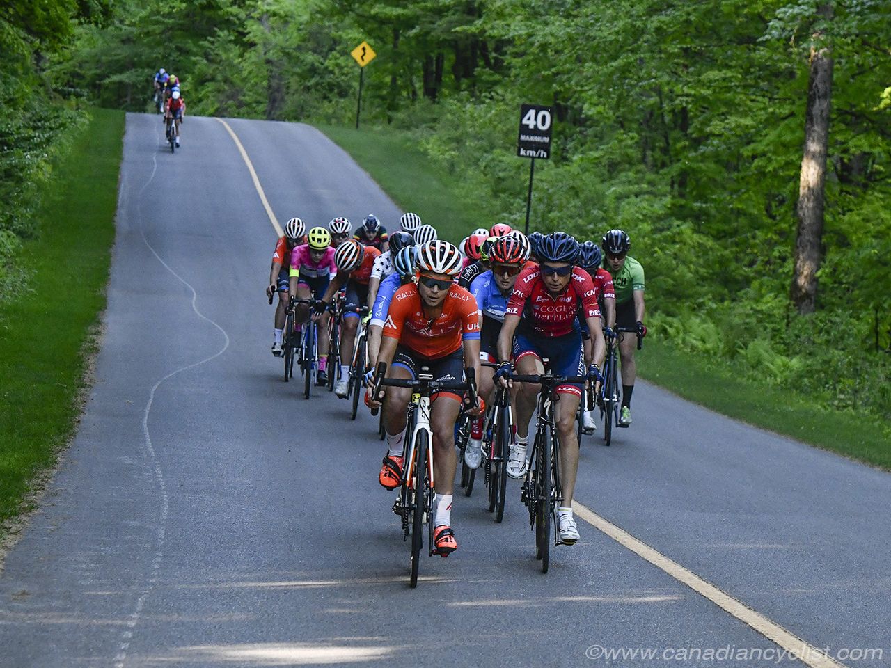 The group of 15 who went away on the climb, with chasers