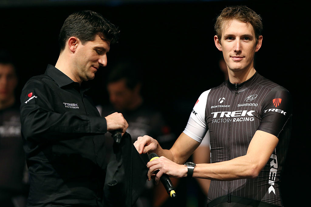 Cycling: Trek Factory Team 2014 / Team PresentationLuca GUERCILENA (Ita) / Andy SCHLECK (Lux)/ STAP Velodrome Piste Track Roubaix / Equipe Ploeg / (c) Tim De Waele