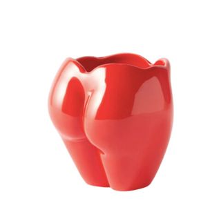 woman shaped red ceramic scented candle vessel