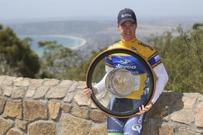 Simon Clarke (Orica-GreenEdge) with the winners wheel