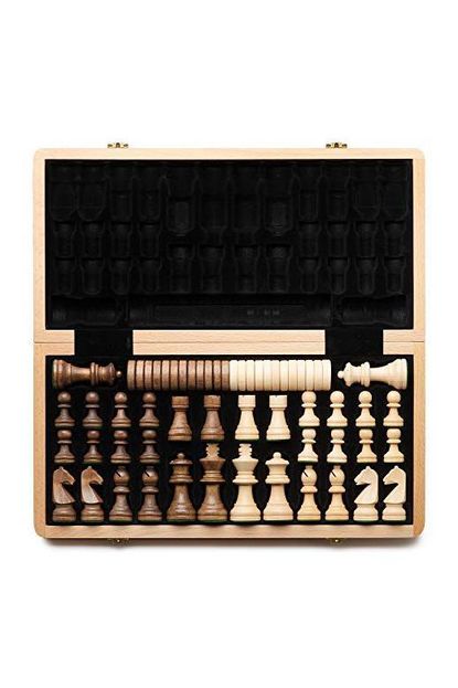 A&A Wooden Chess & Checkers Set 