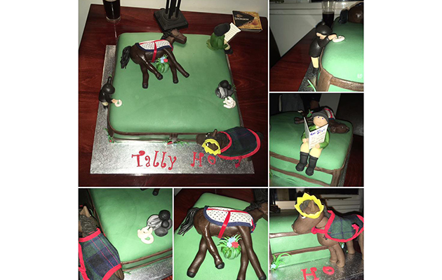 &amp;ldquo;This is George reading his Racing Post while his horse JC sleeps behind him and me looking for shoes while my diva of a horse watches while wearing his crown! An amazing birthday cake made by my friend Emma Buffoni&amp;rdquo; &amp;mdash; Kerrie Aschettino
