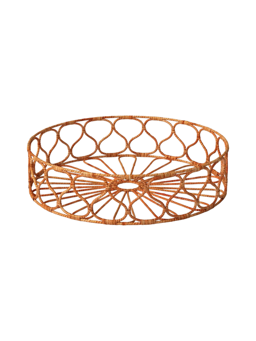 Rattan Wrapped Metal Tray 