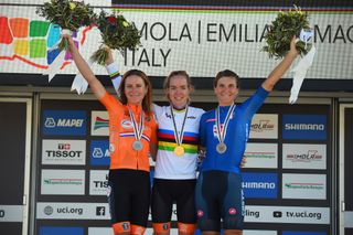 Road World Championships Imola 2020 - Women Elite Road Race - Imola - Imola 143 km - 26/09/2020 -Annemiek Van Vleuten (NED) - Anna Van Der Breggen (NED) - Elisa Longo Borghini (ITA) - photo Dario Belingheri/BettiniPhotoÂ©2020