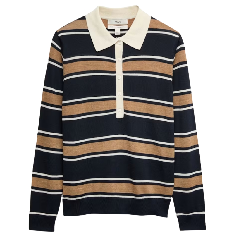 M&amp;amp;S, Pure Merino Wool Striped Jumper