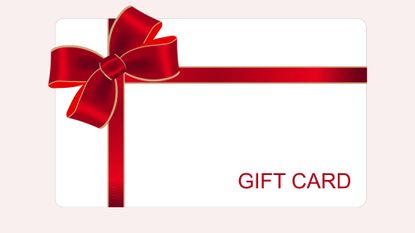 Illustration of a gift card wrapped in a red bow