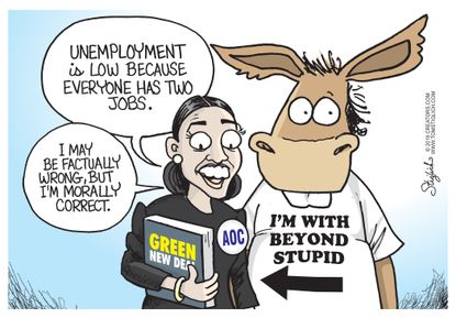 Political Cartoon U.S. AOC Unemployment rate
