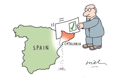 Political cartoon World Catalonia independence vote Spain