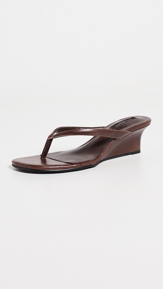 Edgy Wedge Thong Sandals - Choc Vintage
